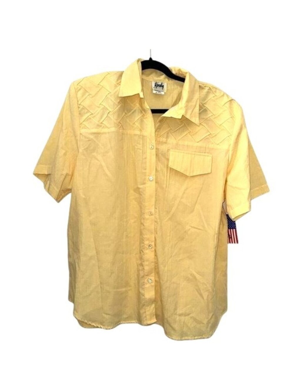Vintage Tapestry Yellow Short Sleeve Shirt X-Large Made In USA